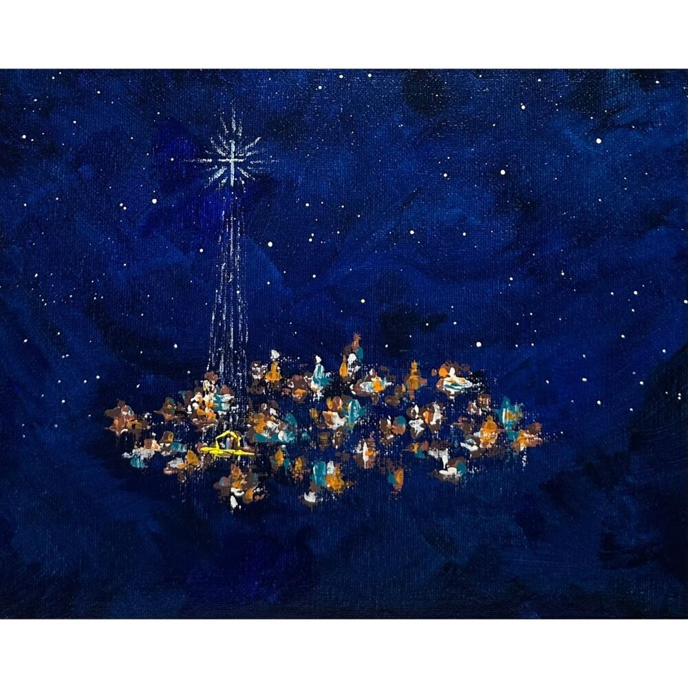 Christmas Star of Bethlehem 8 Holiday Theme Acrylic Painting, 8 x 10, Original H
